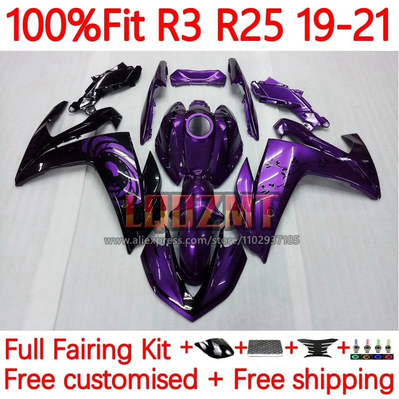 

OEM Fairing For YAMAHA YZF R3 R25 YZF-R25 YZFR25 YZFR3 new purple 2019 2020 2021 R 3 25 YZF-R3 19 20 21 Injection Frame 39No.17