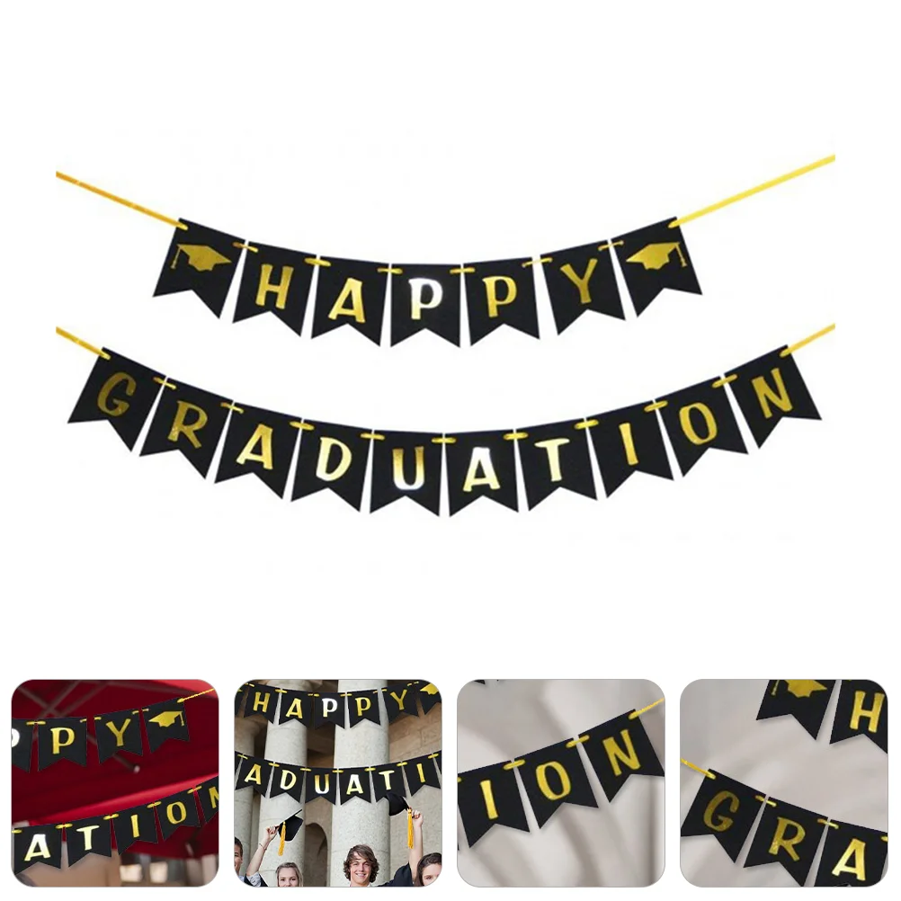 

Grad Banner Hanging Graduation Garland Party Congrats Flag Classdecoration Decorations Ornaments Sign Supplies Glitter Banners