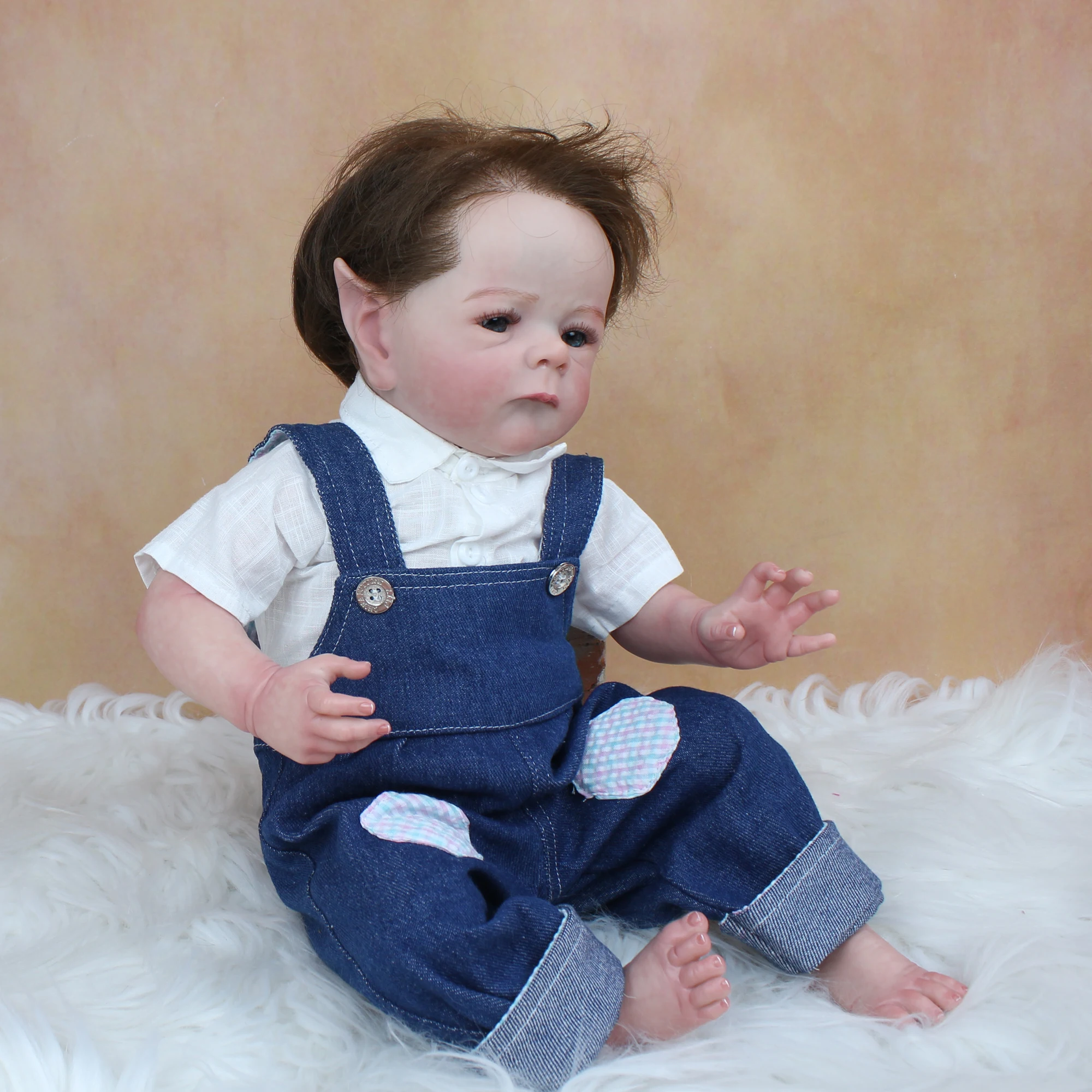 

Reborn Baby Doll Elf Fred Boy Toy 50 CM 3D Skin Tone Visible Veins Soft Silicone For Girl Cloth Body Bebe Boneca Lifelike Gift