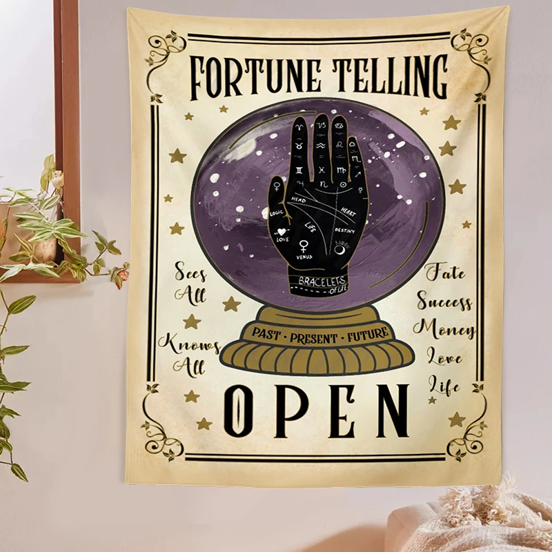 

Magic Tarot Wall Tapestry Magic Hand Quotes Veganism Magical Witch Art Tapestry Wall Hanging Living room Bedroom Home Decor