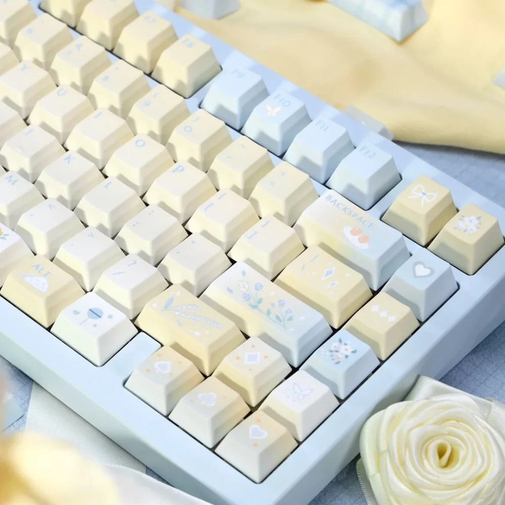 Кремово-желтый колпачок для клавиатуры высотой вишни 144 клавиш сублимационный