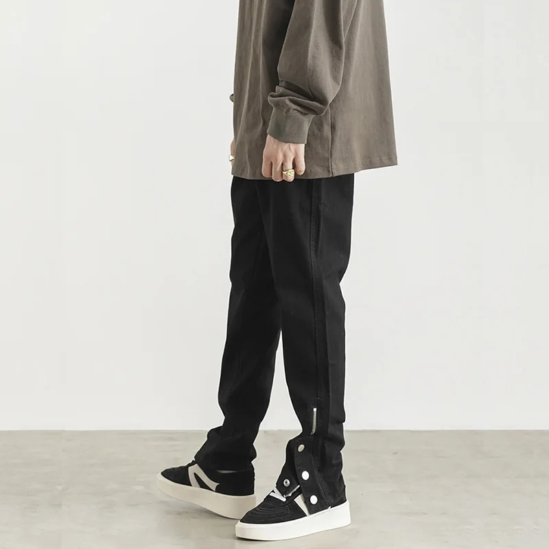 High Street Black Jeans Pants Men Design Hiphop Slim Vintage Trousers Korean Fashion Casual Oversized Male Bottoms Y2K Clothes