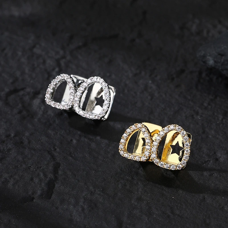 Новая кепка в стиле хип-хоп для зубов Grillz мужчин и женщин Iced Out Hollow с одним двойным