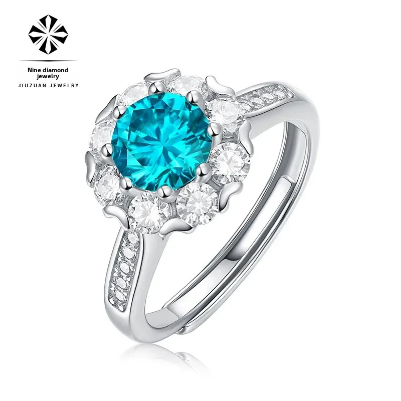 Синяя луна серебро S925 женское кольцо ледяное синее волшебное с волшебным