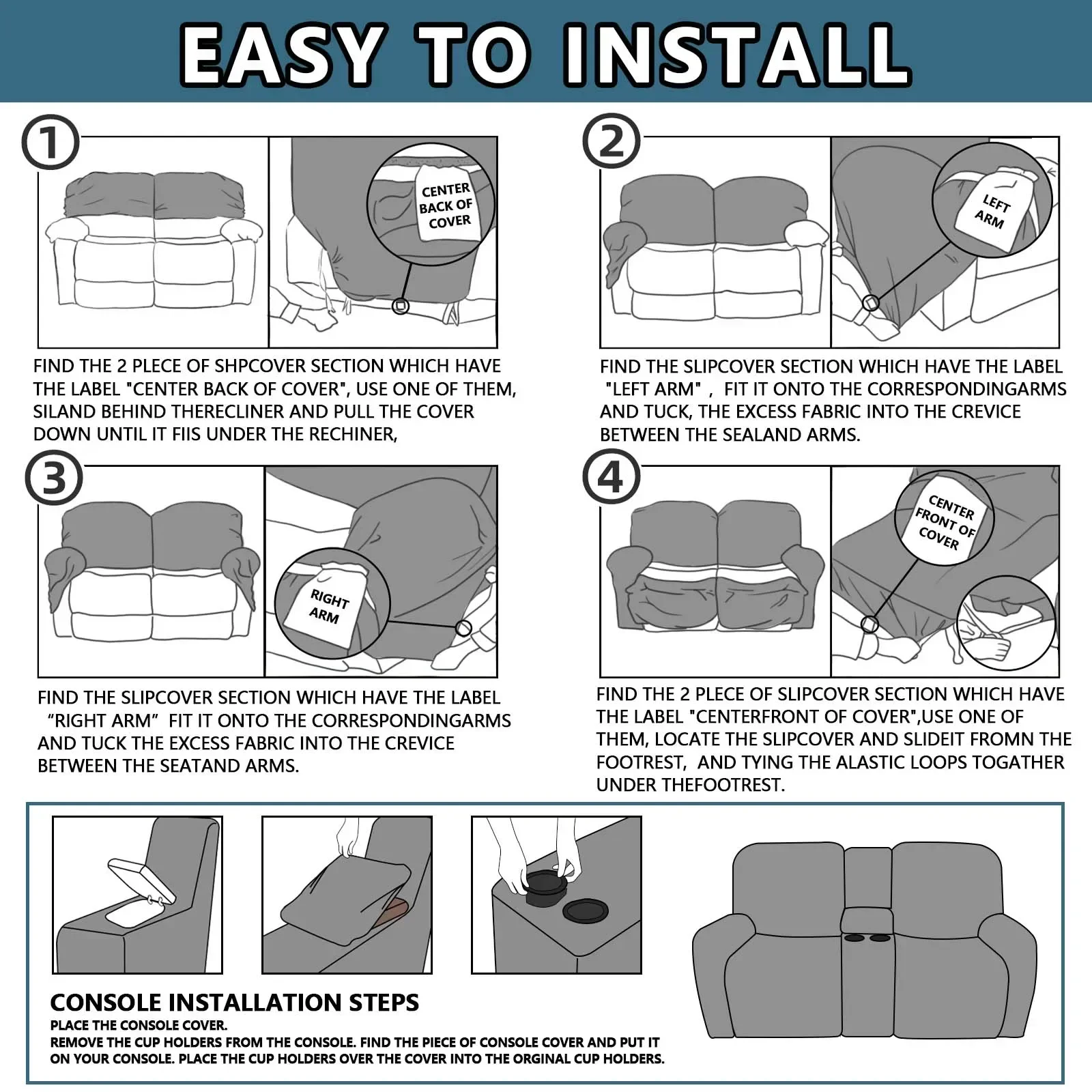 Противоскользящие жаккардовые чехлы на диван 1/2 места