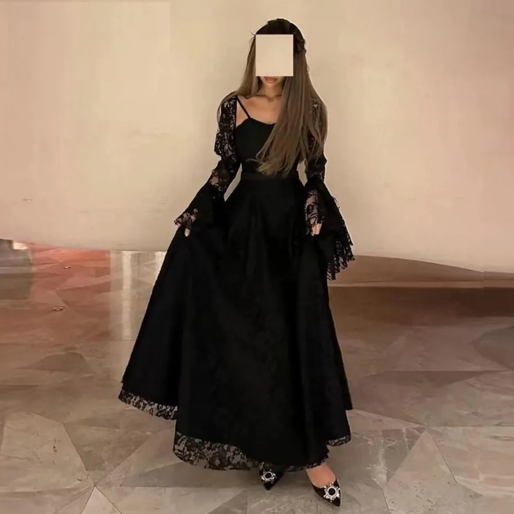 

Женское кружевное платье-Русалка до пола, с рукавами-фонариками