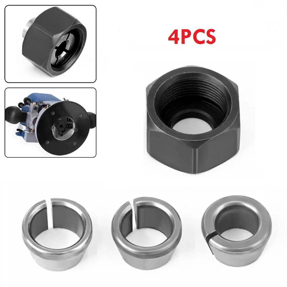 

4pcs M17 Collet Chuck Adapter With Nut For Engraving Trimming Machine Electric Router Conversion Woodworking Tools