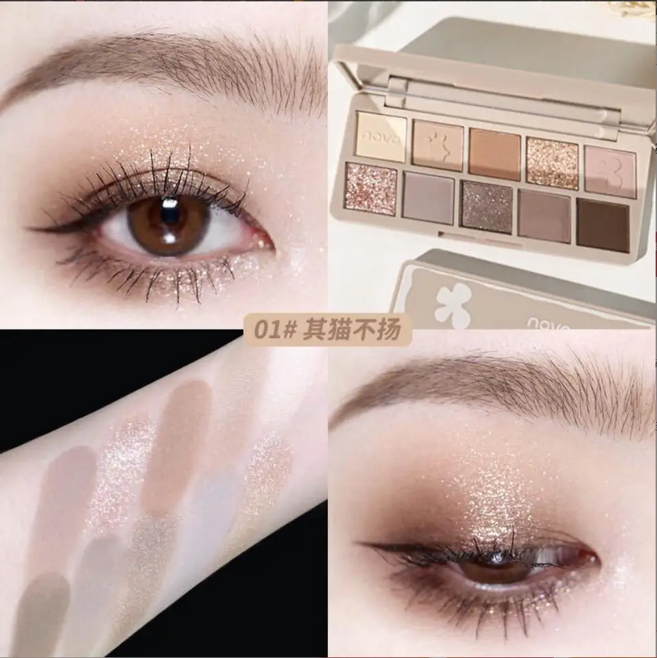 

Cute Pets 10 colors Glitter Eyeshadow Palette Matte Shimmer Long Lasting Brighten Eyes Makeup Pallete Smooth Powder Korean T2230