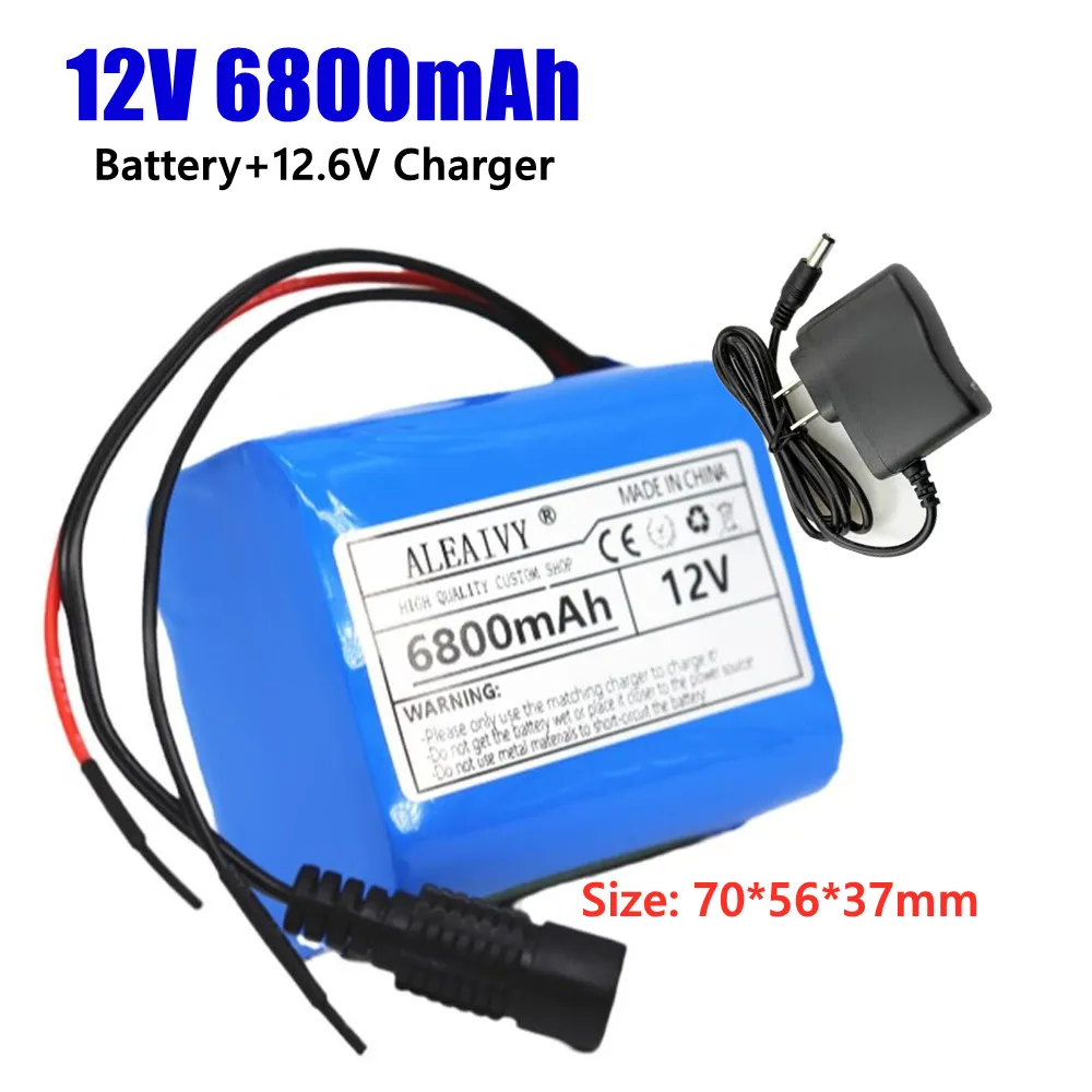 

Aleaivy 12V 6800mAh Li-ion Rechargeable Batteries with BMS Lithium Battery packs Protection Board for Monitoring+12.6V Charger