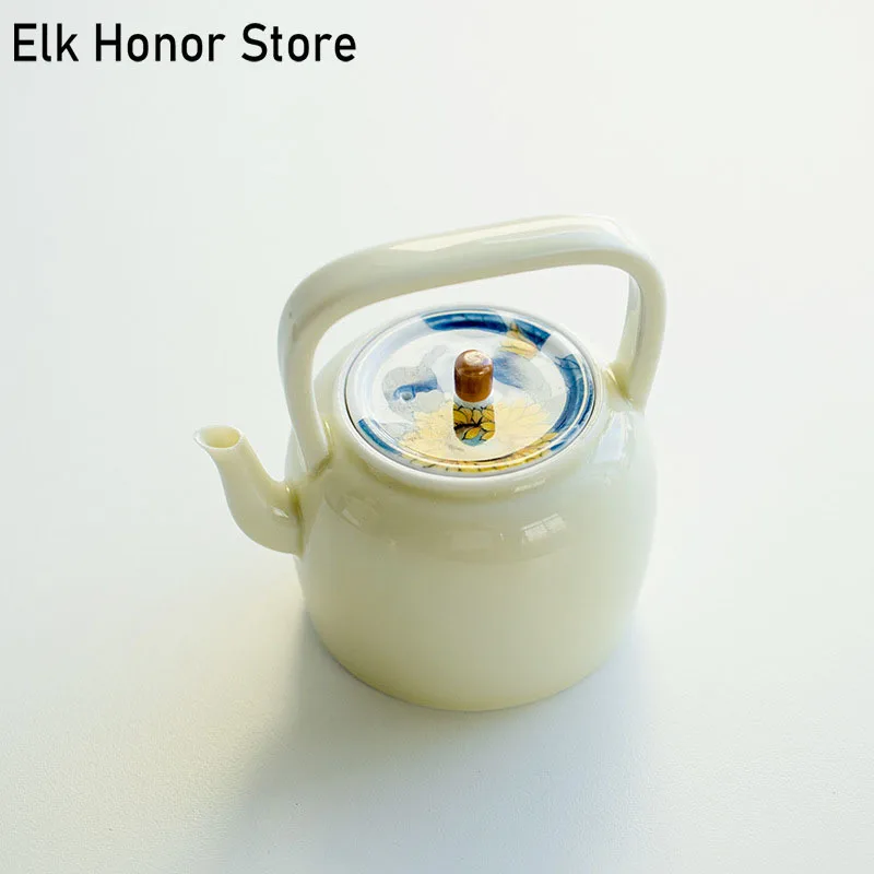 

210 мл чистый ручная роспись Подсолнух искусство керамический лучевой горшок Луна желтый глазурь один горшок с фильтром чайный набор кунг-фу...