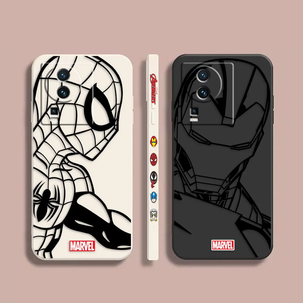 

Phone Case For VIVO IQOO 5 7 8 9 10 11 Pro 5G Z3 Z5 Z6 Z7 NEO3 5 5S 6 7 Case Cover Funda Cqoue Shell Marvel line Iron SpiderMan