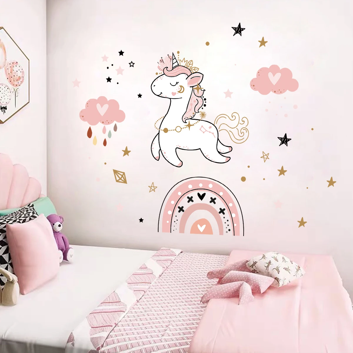 1 шт. бохо облако Радуга мультяшный узор единорога наклейки на стену для детской