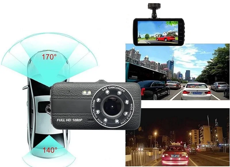 

HD 4 .0 Inch Dual Lens Image 1080P Hidden Wide Angle Driving Recorder Dash Cam Dual Lens Car DVR Camera LED Fill-in Light