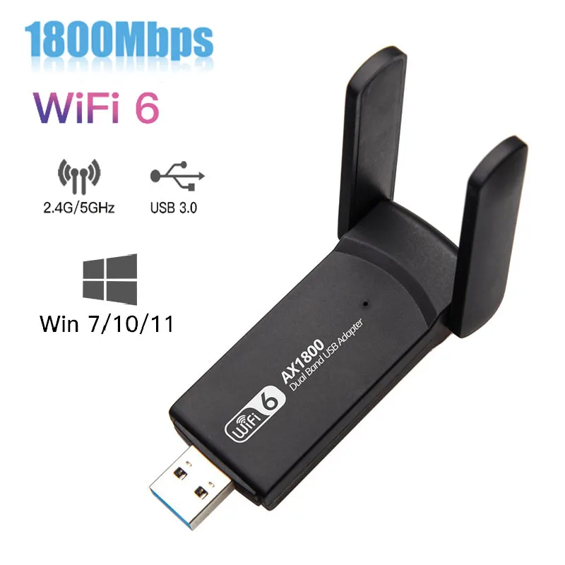 

USB-адаптер Wi-Fi 6, 1800 Мбит/с, 5 ГГц