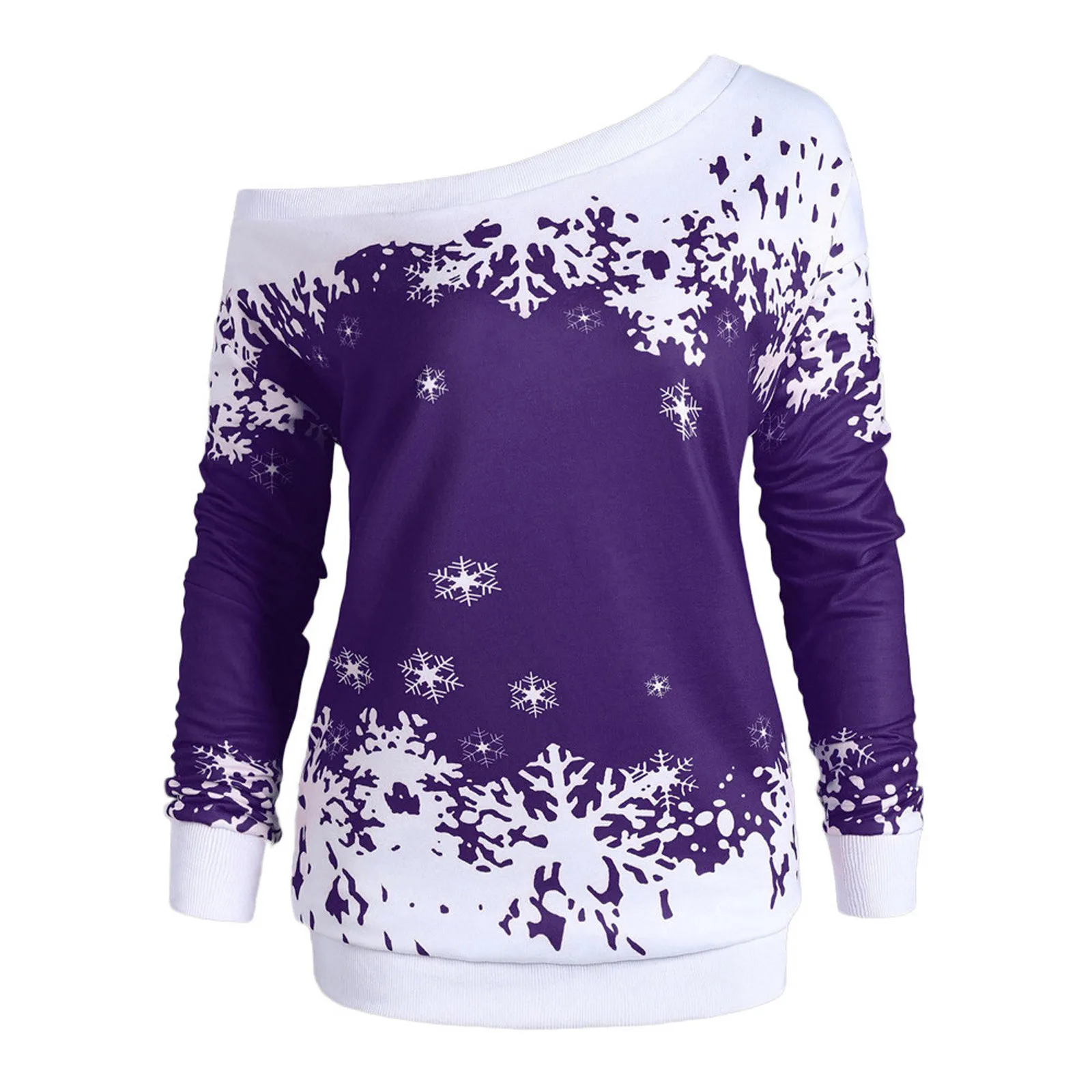 

Women's Casual Skew Collar Christmas Print Long Sleeve Pullover Top Blouse Tops for Women Dressy Casual Women Casual T Shirts