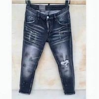 new dsquared2 mens slim jeans straight leg motorcycle rider hole pants jeans man clothing 9151