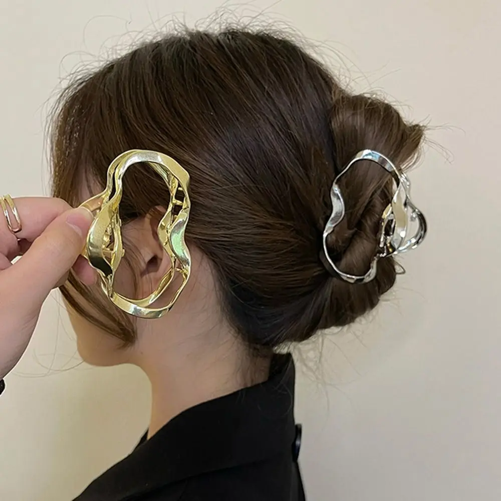 

Hair Accessories Back of Head Geometric Bow Silver Large Metal Hairpin Hair Claw Clip Hair Clamps Irregular Hairpins