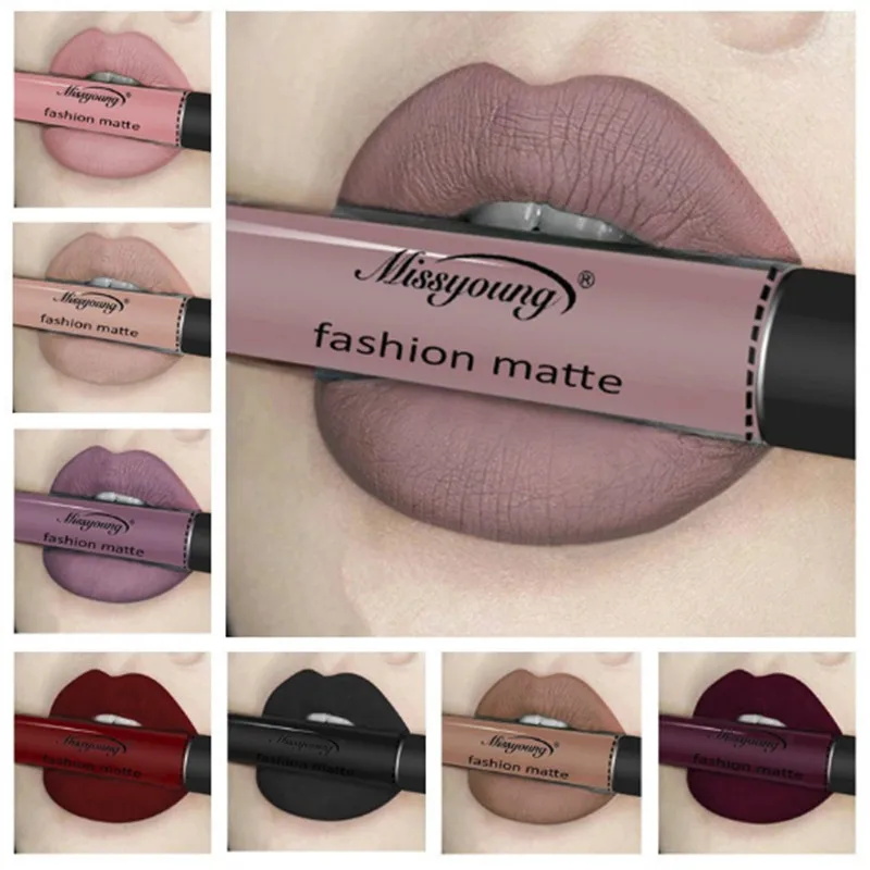 1pcs 25ml Brand Makeup Lipstick Matte Lipstick Brown Nude Chocolate Color Liquid Lipstick Lip Gloss Matte Batom Matte Maquiagem