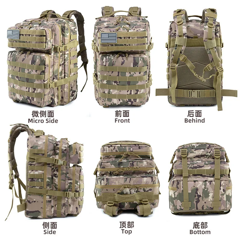 50L 1000D Nylon Waterproof Tactical Military Backpack 3 Day Assault Pack Molle Bag Outdoor Hiking Climbing Camping Army Rucksack images - 6