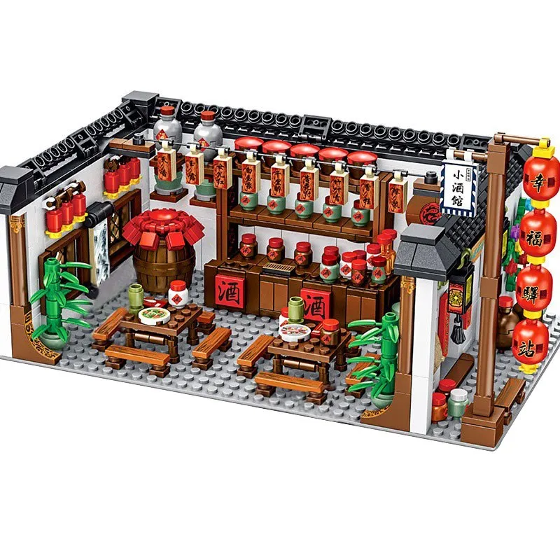 

Ideas New Year Christmas Chinese Pub 1005PCS Bricks Building Blocks Toys for Children Retro Tavern Model Gifts 610005