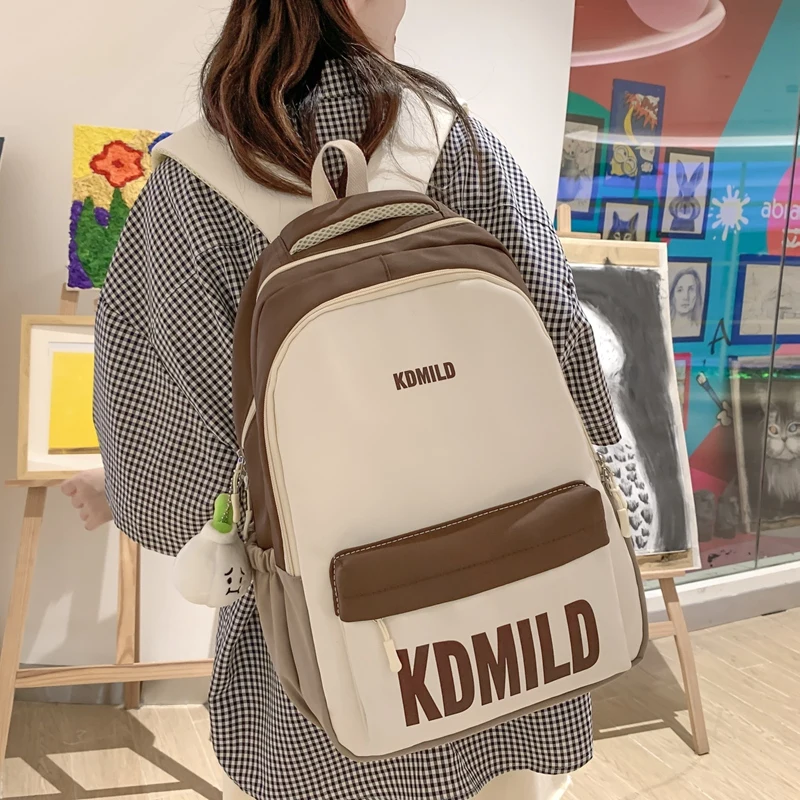 

2023 High-Capacity Canvas Backpack Women's Candy Color Laptop Backpack Cute Schoolbag Girl Travel Camping Adolescent Book Bag