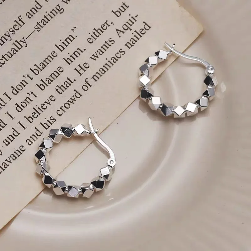 

925 Sterling Silver Hot Sale hoop Earrings Simple Temperament Exquisite Hot Semale Sexy Jewelry Gift