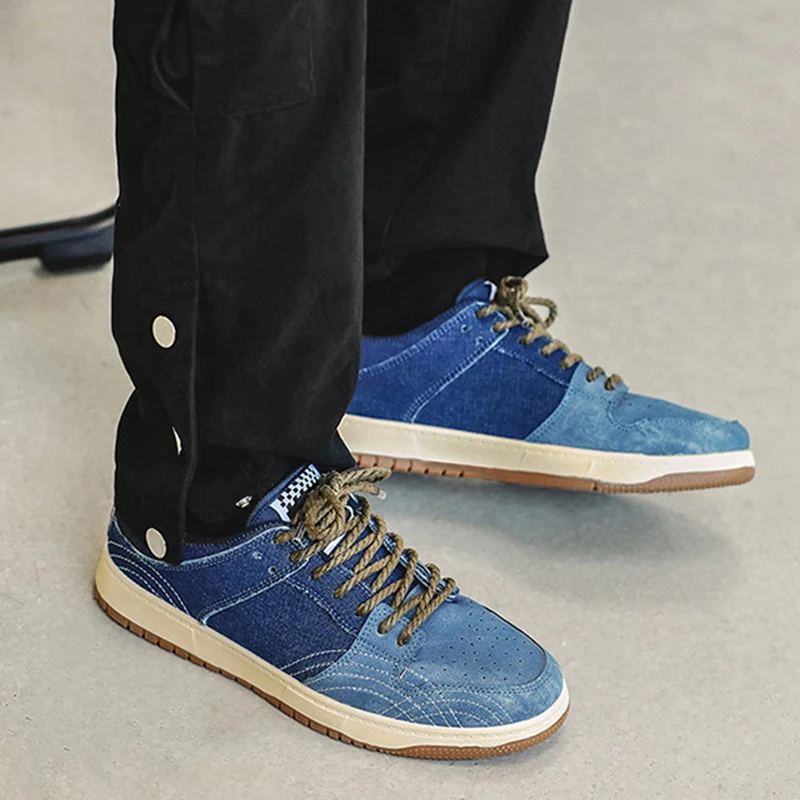 

Men's Fashion Sneakers Designer Student Denim Board Shoes Niche Retro Trendy Shoes Lace-up Low-top Men's Casual Shoes Zapatillas