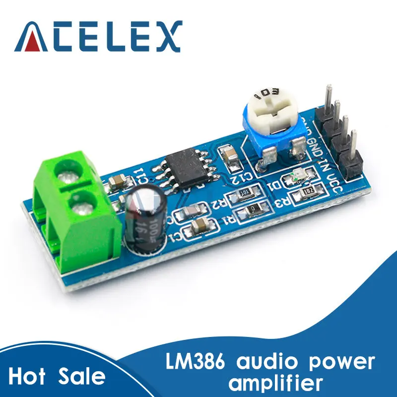 

200 Times Gain 5V-12V LM386 Audio Amplifier Module 10K Adjustable Resistance 200 Multiplier Speaker Wire Holder