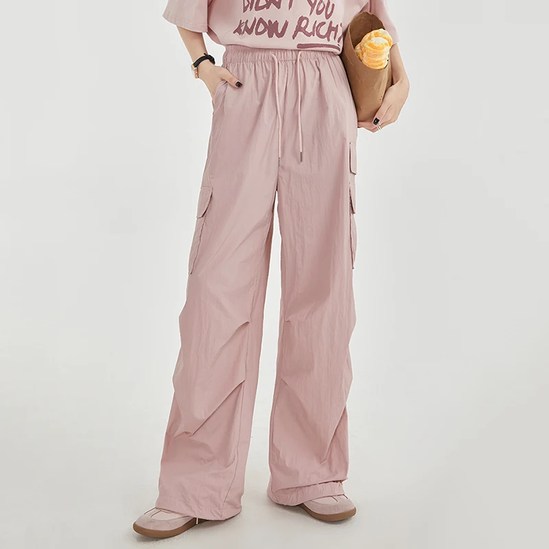 Женские легкие прочные повседневные брюки-карго с высокой талией и карманами из