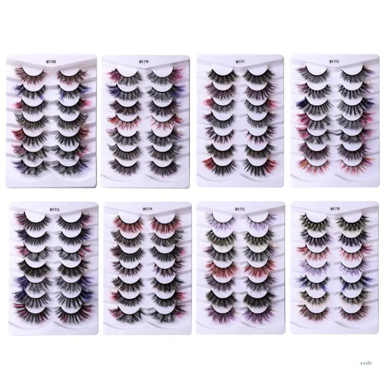 

7pair 3D Colored False Eyelashes Natural Thick Long False Eyelashes Dramatic Lashes Makeup Eyelash Extension