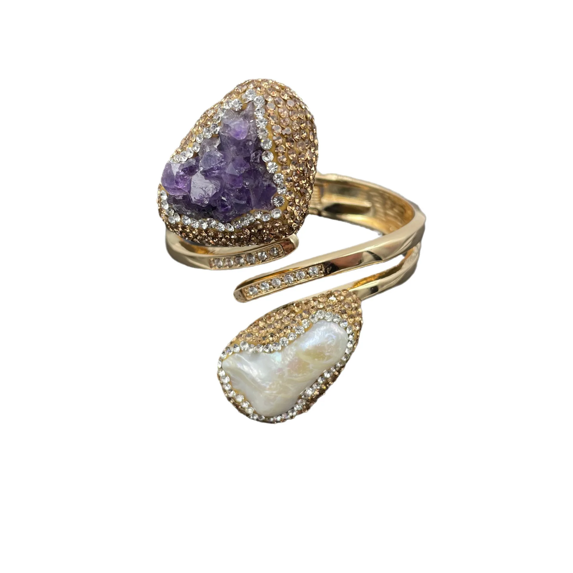 Браслет женский из натурального пресноводного жемчуга с аметистом