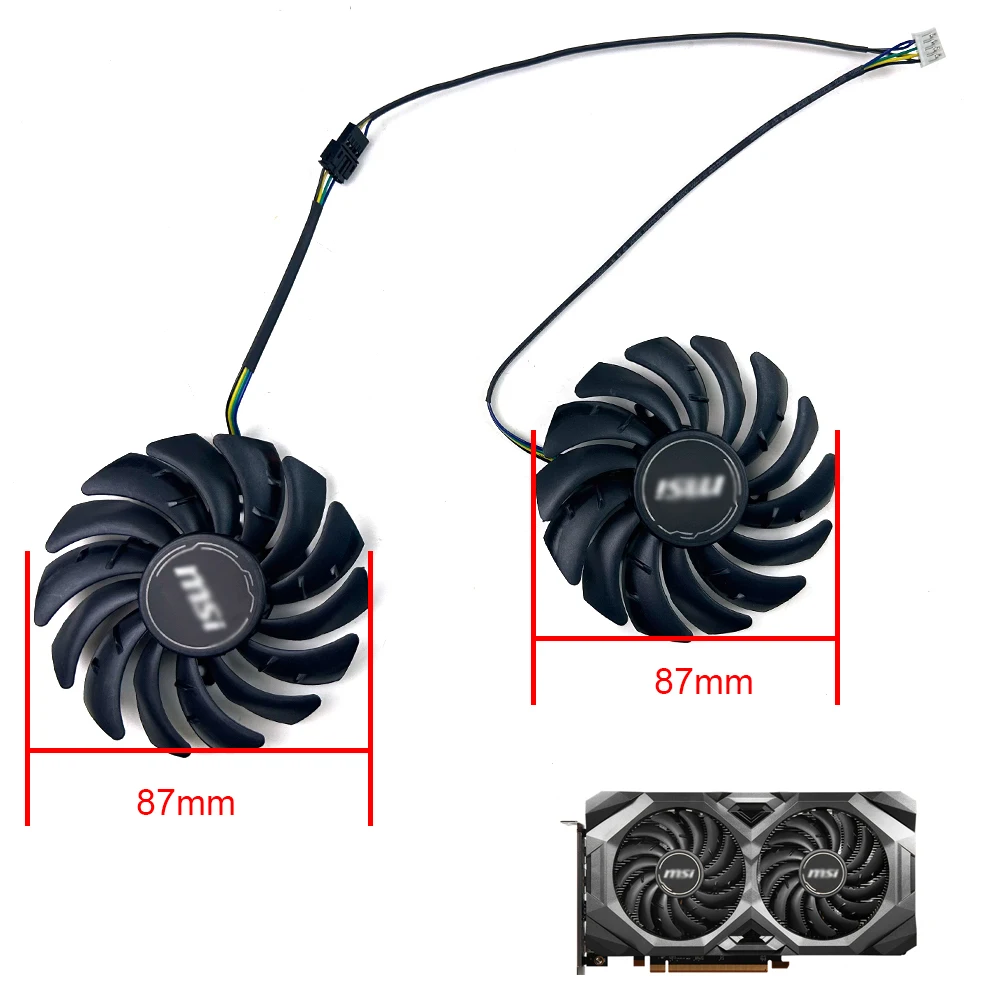 Фото Бесшумный вентилятор для видеокарты, замена для MSI Radeon RX 6600 XT MECH 2X 8G OCV1, 85 мм, 4-контактный, PLD09210S12HH №1