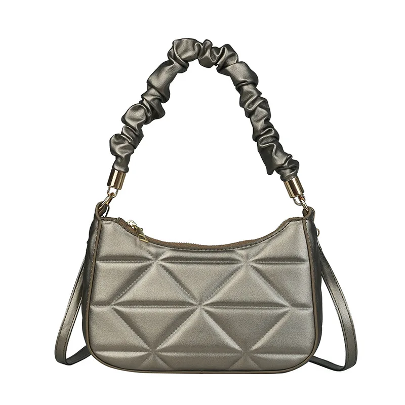 

Trend Contrast Color Simple Indentation Bag Women's 2022 New Fashion One Shoulder Messenger Bag Casual Pleated Handbag