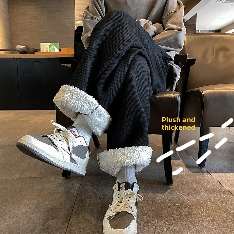 Мужские утепленные зимние спортивные повседневные брюки с флисовой подкладкой