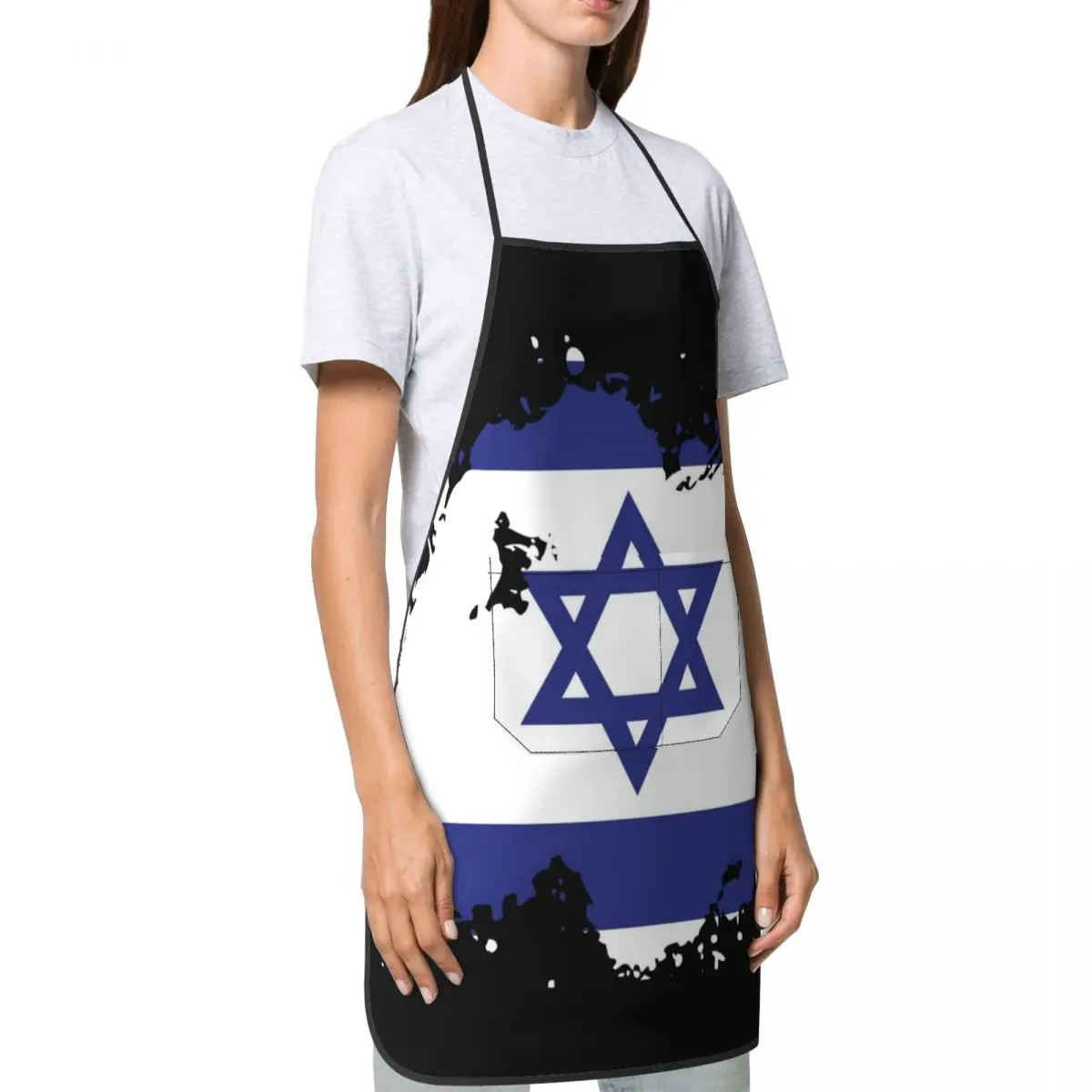 Кухонный фартук в стиле гранж флаг Израиля рабочий шеф-повара ресторан красота