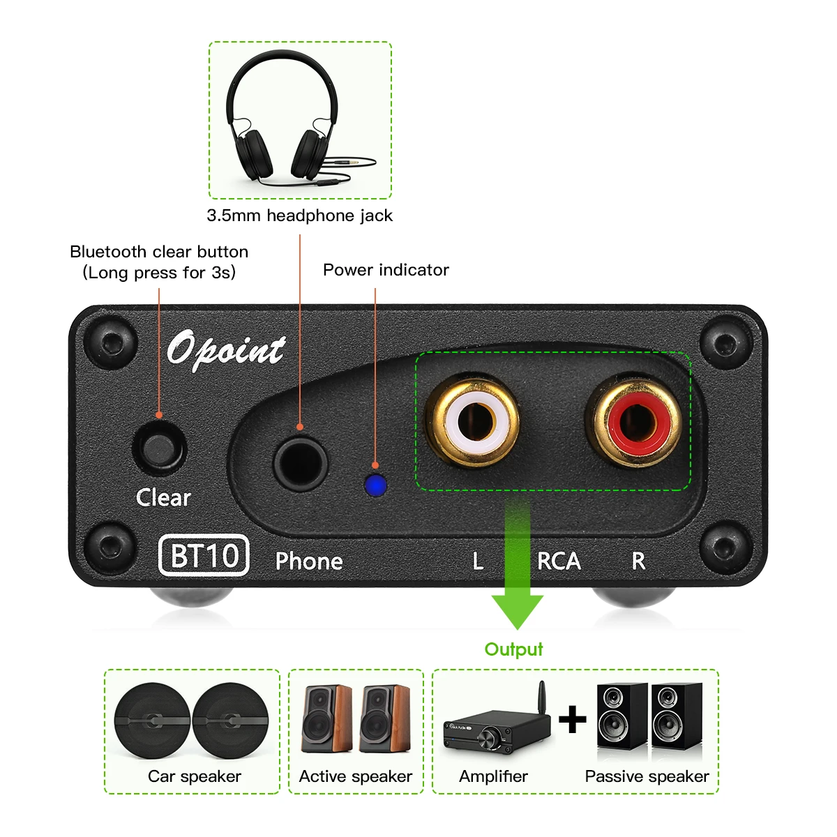 DOUK AUDIO Мини Bluetooth-приемник CSR8675 с USB-DAC-конвертером, усилителем наушников и стерео APTX-HD.