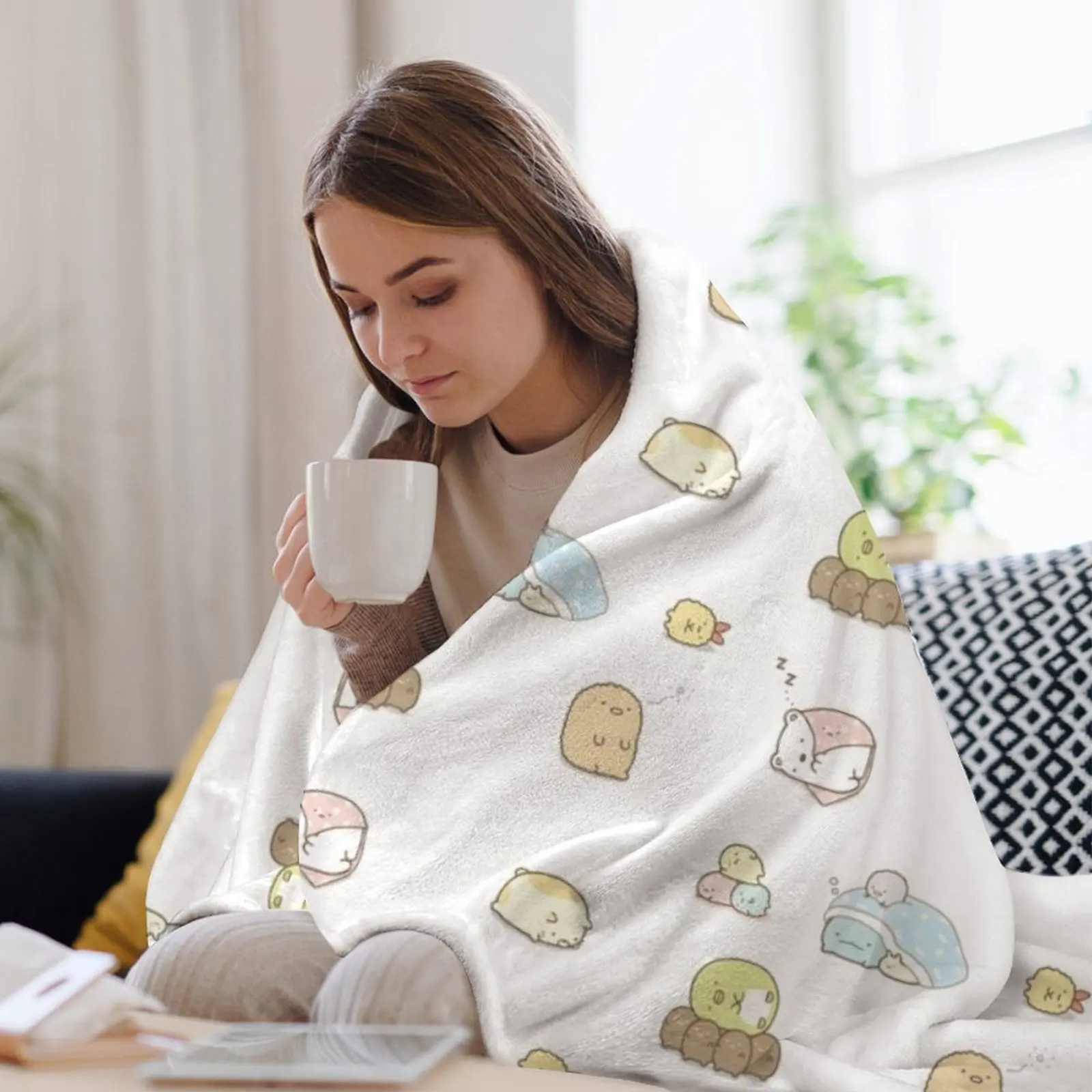 Sleepyheads From Sumikkogurashi бесшовное одеяло с узором летние самые мягкие меховые одеяла и