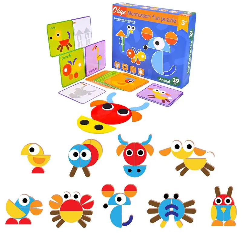 

Wooden Puzzles For Toddlers Animal Patterns Jigsaw Educational Developmental Toys Gift Montessori Color Shapes Learning Puzzles