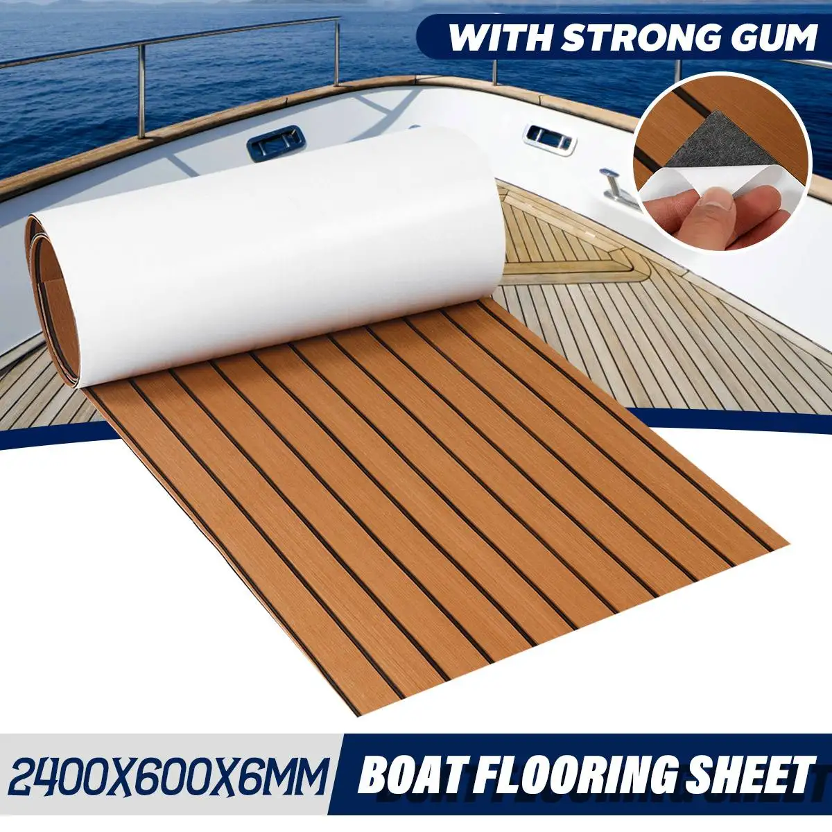 2400x600x6mm EVA Foam Boat Flooring Faux Teak Decking Sheet Pad For Boat  Marine Yacht RV Deck Sheet Mat