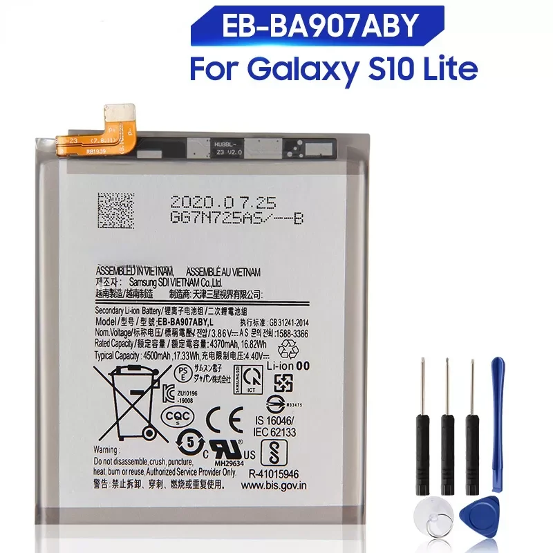 

2023New Replacement Battery EB-BA907ABY For Samsung Galaxy S10 Lite Rechargeable Battery 4500mAh