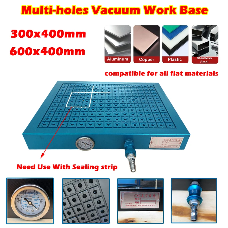 Совместимая с ЧПУ платформа с несколькими отверстиями для вакуумной работы для гравировального станка с ЧПУ необходимо использовать с уплотнительной лентой 600x400 мм x мм