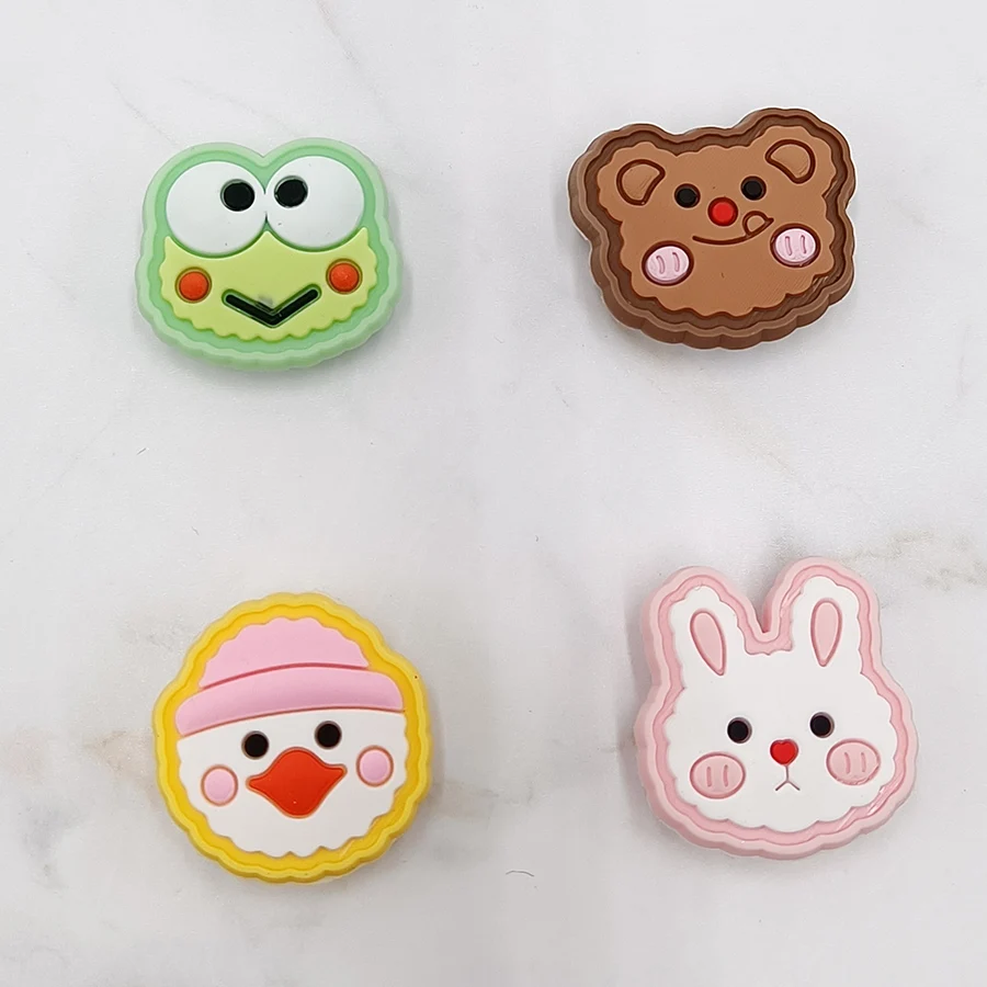 Dropshipping 1pc Cute Button Animal Shoe Charms Rabbit Frog Bear Shoe Accessories Buckle Decoration Fit Croc Jibz Kids Xmas Gift