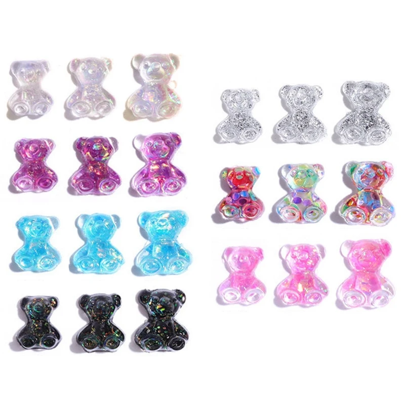 

3pcs 3D Cute Bear Resin Nail Art Decorations in 3 Sizes Ornaments Manicure Tips
