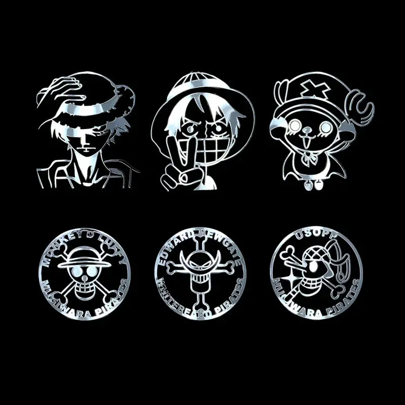 

One Piece Sticker Straw Hat Luffy Mobile Phone Sticker Chopper Anime Cartoon Whitebeard Pirates Mobile Phone Case Metal Sticker