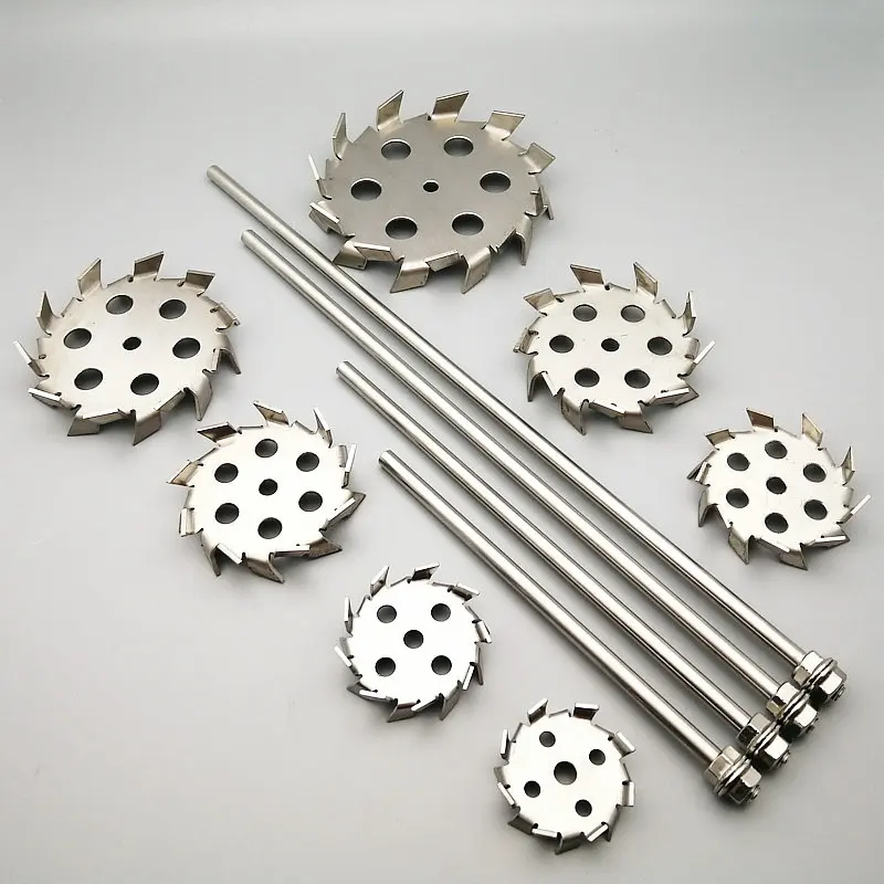 1pc OD 50mm to 180mm 304 Stainless Steel Saw Tooth Type Dispersion Stir Plate or 1pc Length 250mm to 500mm Stirrer Rod with Nut