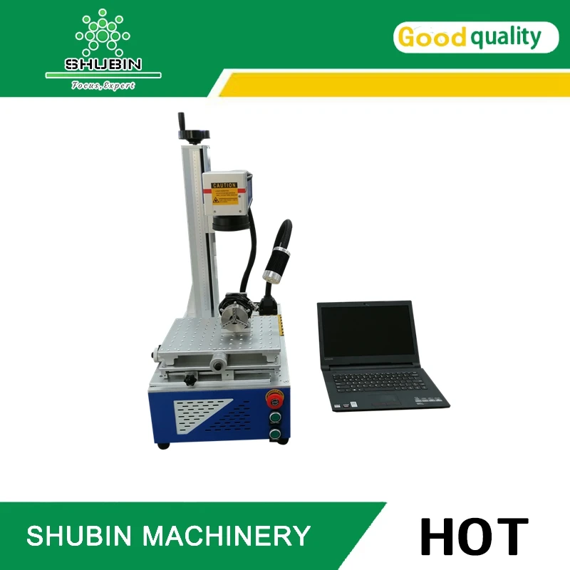 

mini fiber laser marking machine with Raycus fiber source 20W 30W 50W with rotary axis indcluded