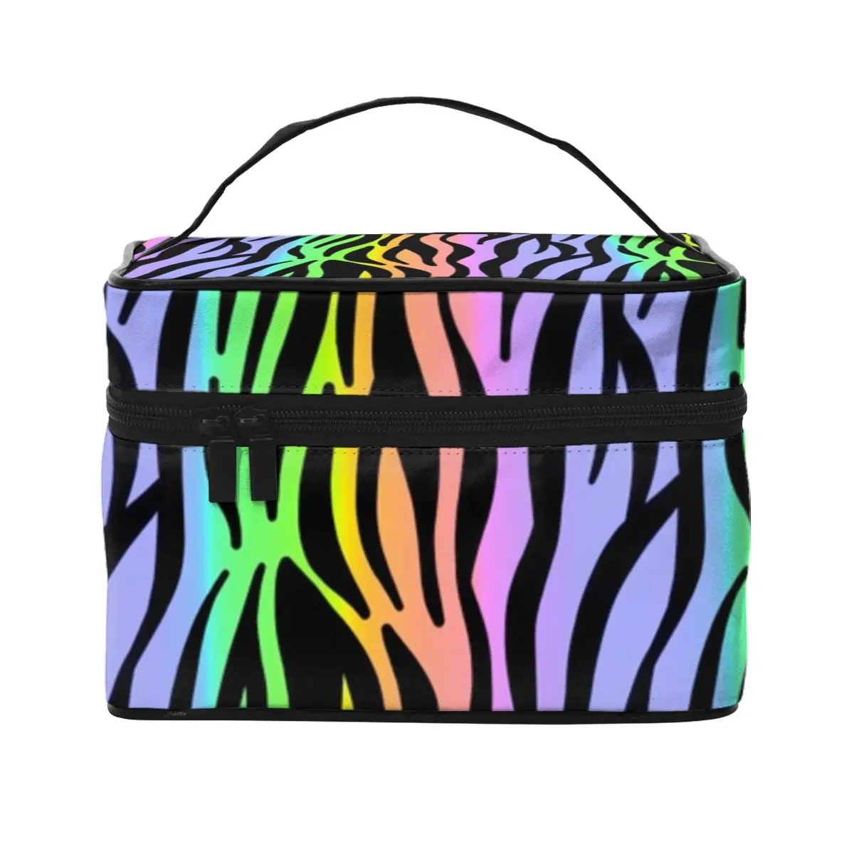 

Rainbow Tiger Print Cosmetic Bags Animal Pride For Girl Storage Organizers with Handle Pack For Necessaries Makeup Bag