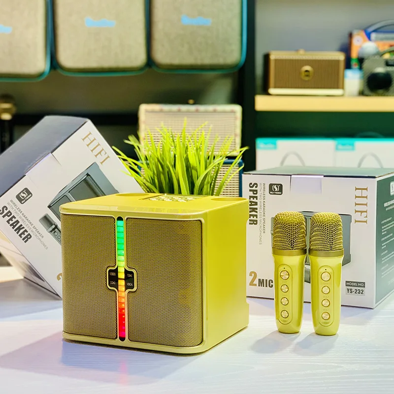 

2023 NEW YS232 High-power BlueTooth Speaker Portable Karaoke Party DJ Speaker Outdoor Singing Sound System With Wireless Two Mic