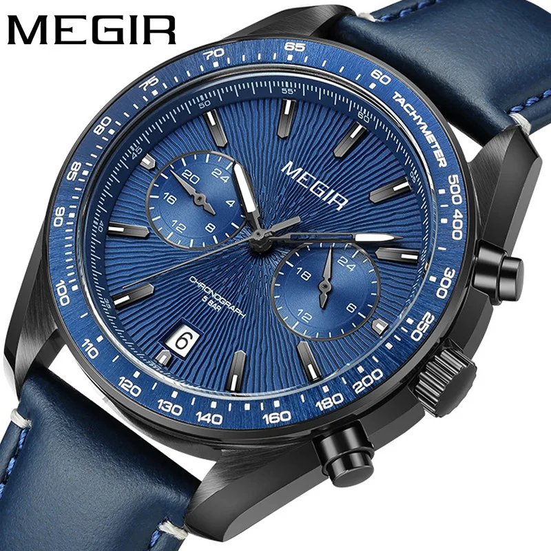 

MEGIR Quartz Men's Watches High-quality Luxurious Sapphire Glass Chronograph Waterproof Luminous Business Watch 2023 New