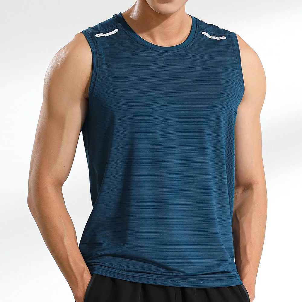 2022 Summer Men's Vest Breathable Sweat Sleeveless Shirts Sports Vest Quick Dry Fitness Tank Top Polyester Bodybuilding Shirts